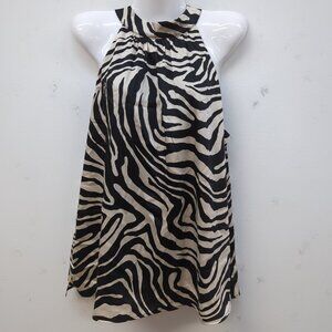 Fortune + Ivy Zebra Print Halter Neck Women's Chyna Top Medium Black